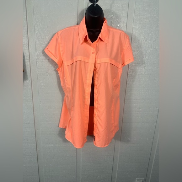 Magellan Outdoors Tops - Magellan Orange Short Sleeve Button Down Womens Top Size XL EUC